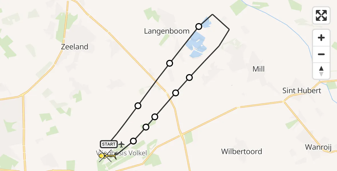 Routekaart van de vlucht: Lifeliner 3 naar Vliegbasis Volkel, Zeelandsedijk