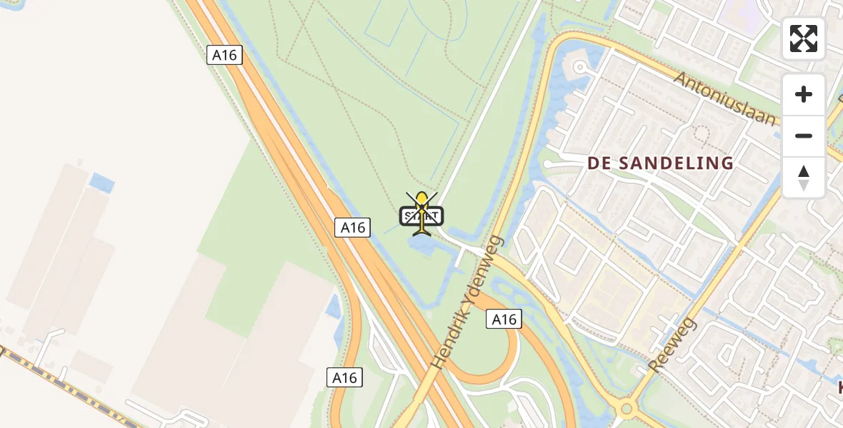 Routekaart van de vlucht: Lifeliner 2 naar Hendrik-Ido-Ambacht, Rossenburgpad