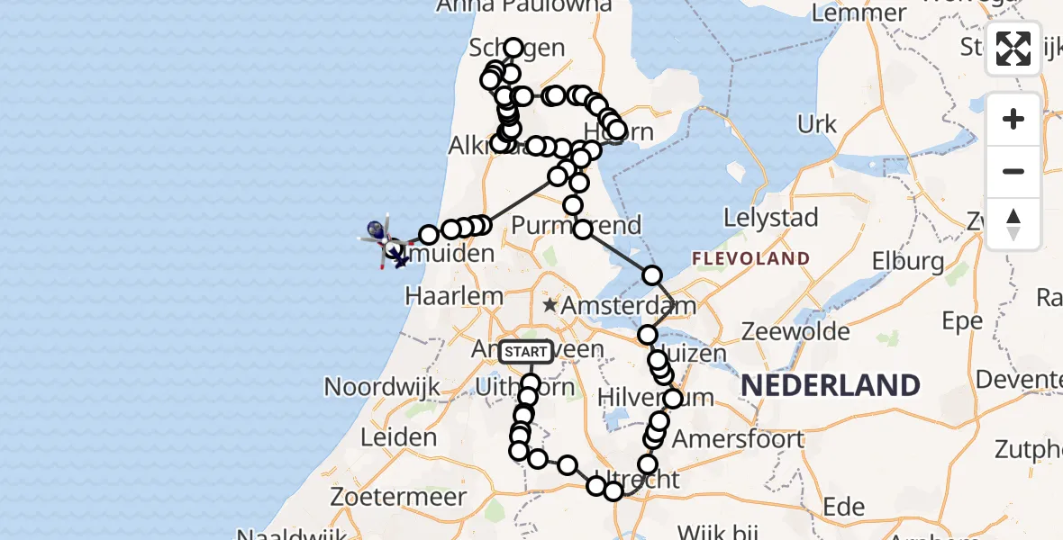 Vluchtroute Politiehelikopter Amstelveen - , 30 april 2025, 17:33