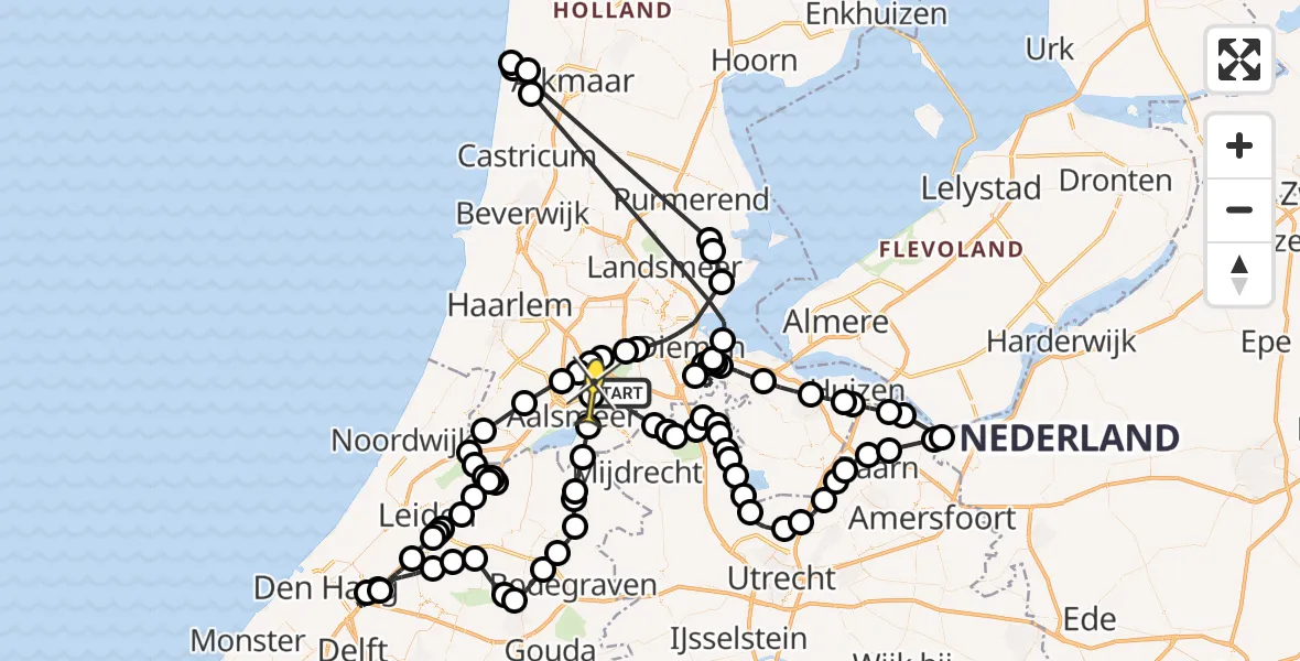 Routekaart van de vlucht: Politieheli naar Oude Meer, Nesserlaan