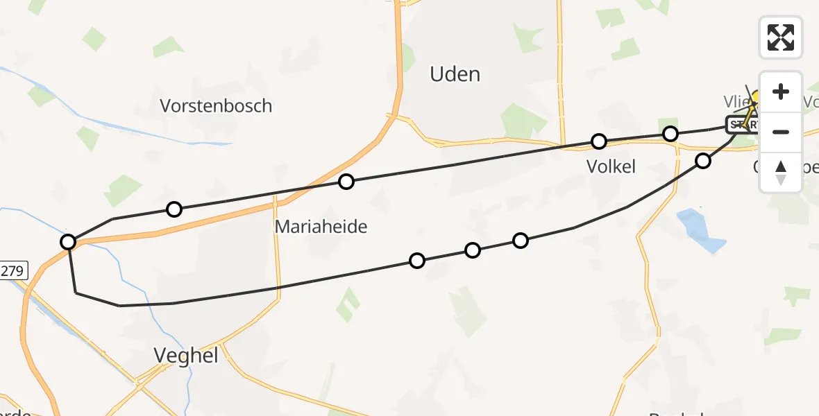 Routekaart van de vlucht: Lifeliner 3 naar Vliegbasis Volkel, Zonnepark Hoogveld Zuid