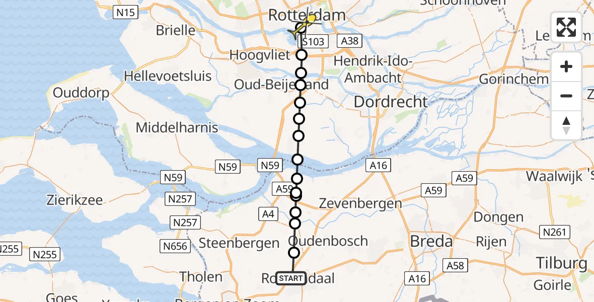 Routekaart van de vlucht: Lifeliner 2 naar Erasmus MC, Potendreef