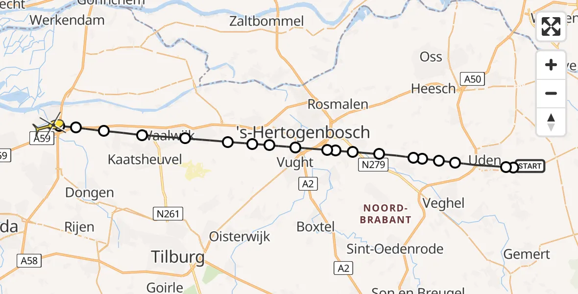 Routekaart van de vlucht: Lifeliner 3 naar Raamsdonksveer, Zeelandsedijk