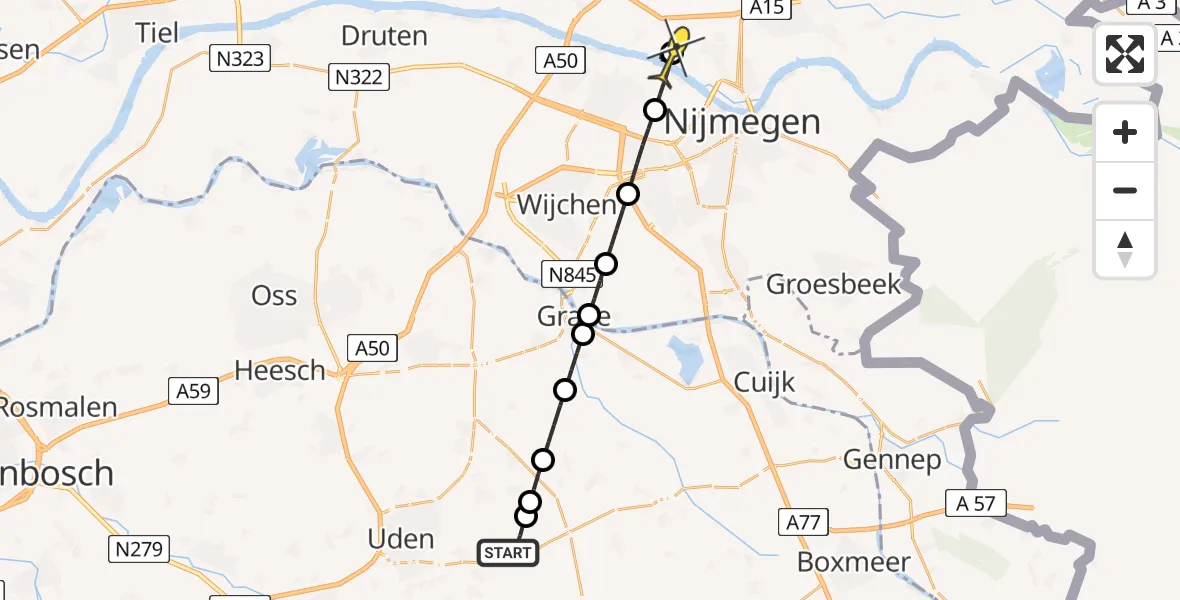 Routekaart van de vlucht: Lifeliner 3 naar Oosterhout, Zeelandsedijk