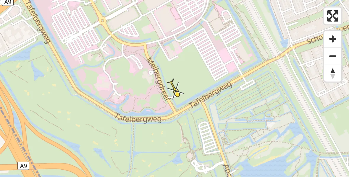 Routekaart van de vlucht: Lifeliner 1 naar Academisch Medisch Centrum (AMC)