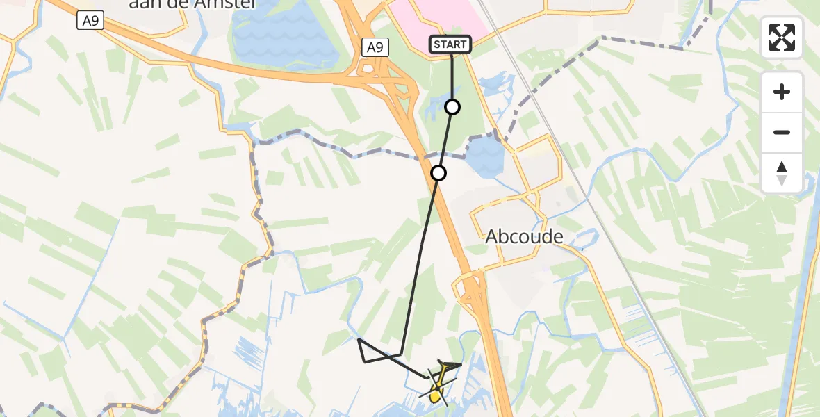 Routekaart van de vlucht: Lifeliner 1 naar Abcoude, Voetangelweg