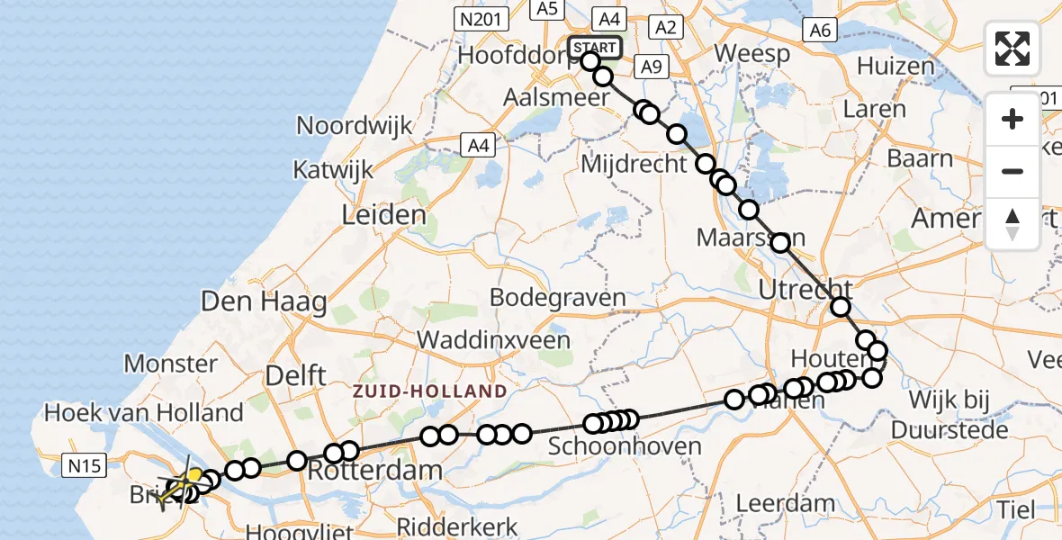 Routekaart van de vlucht: Politiehelikopter naar Brielle, Mr. Jac. Takkade
