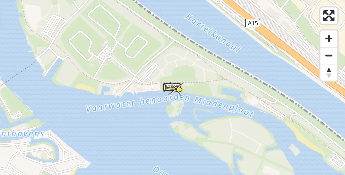 Routekaart van de vlucht: Politieheli naar Brielle, Vaarwater benoorden Middenplaat