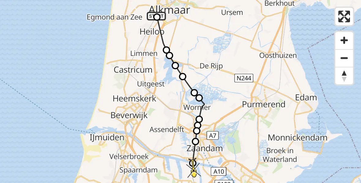 Routekaart van de vlucht: Lifeliner 1 naar Amsterdam Heliport, Nijenburgerweg