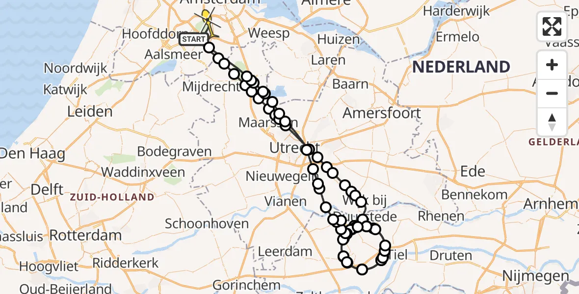 Routekaart van de vlucht: Politiehelikopter naar Amsterdam, Meentsloot