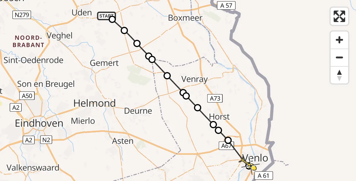 Routekaart van de vlucht: Lifeliner 3 naar Venlo, Beukenlaan