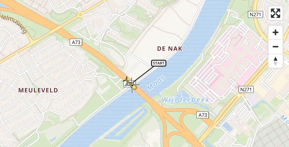 Routekaart van de vlucht: Lifeliner 3 naar Venlo, Zuiderbrug