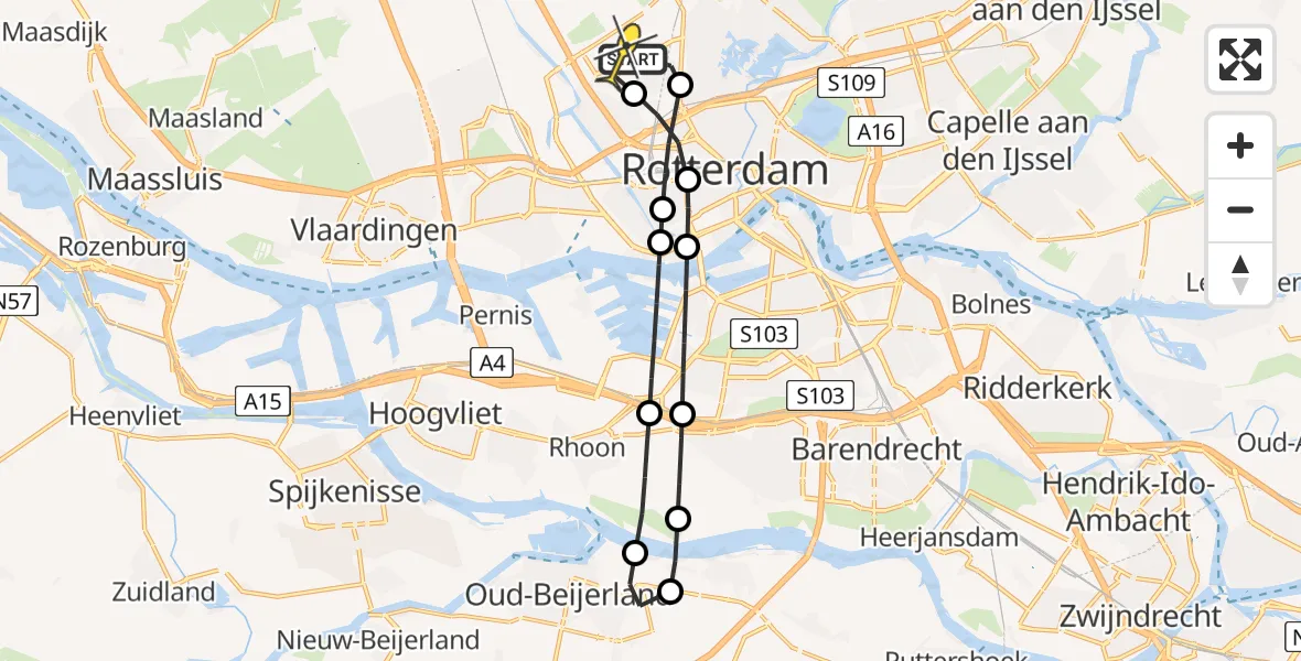 Routekaart van de vlucht: Lifeliner 2 naar Rotterdam The Hague Airport, Van der Duijn van Maasdamweg