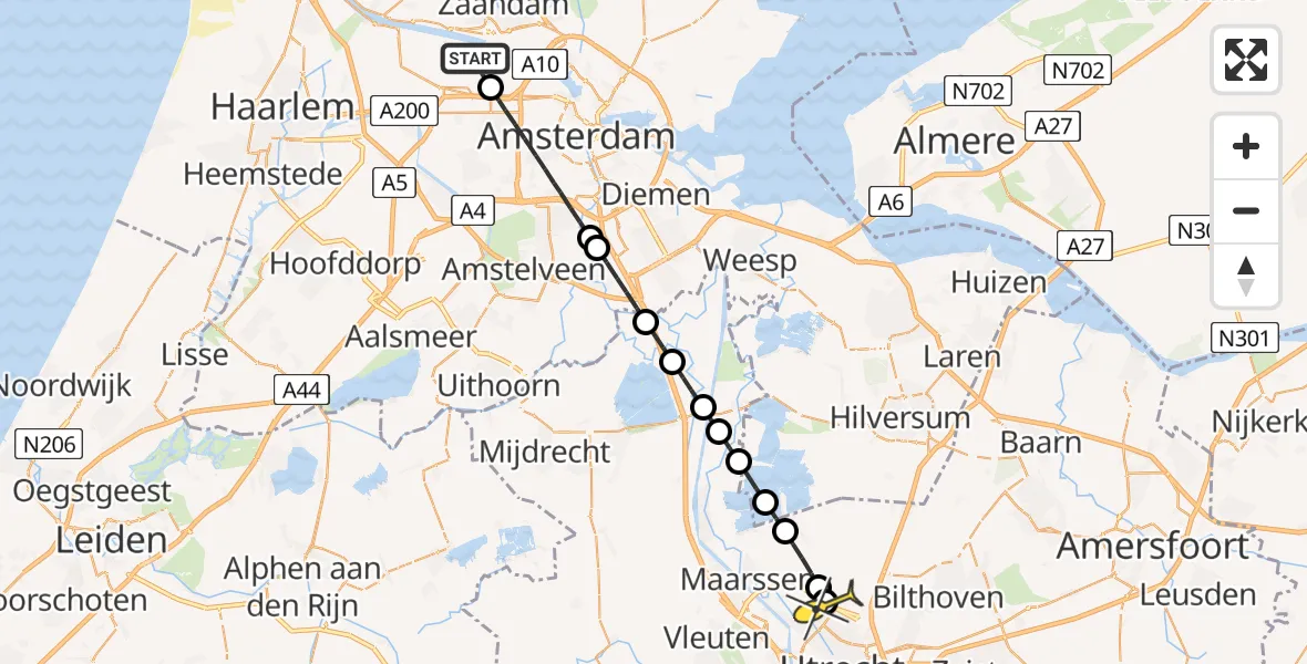 Routekaart van de vlucht: Lifeliner 1 naar Utrecht, Maltaweg
