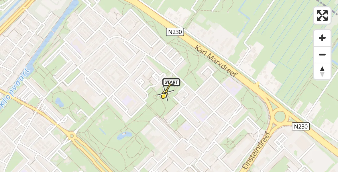 Routekaart van de vlucht: Lifeliner 1 naar Utrecht, Hanoidreef