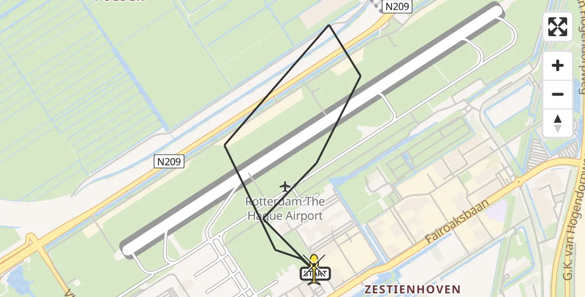 Routekaart van de vlucht: Lifeliner 2 naar Rotterdam The Hague Airport, Brandenburgbaan