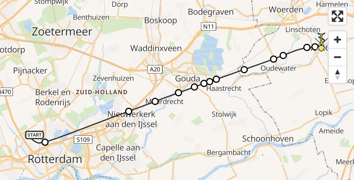 Routekaart van de vlucht: Lifeliner 2 naar Montfoort, Hertenheuvel