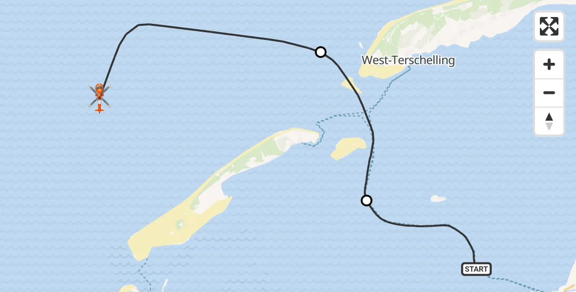 Vluchtroute Kustwachthelikopter Harlingen - , 01 mei 2025, 15:47