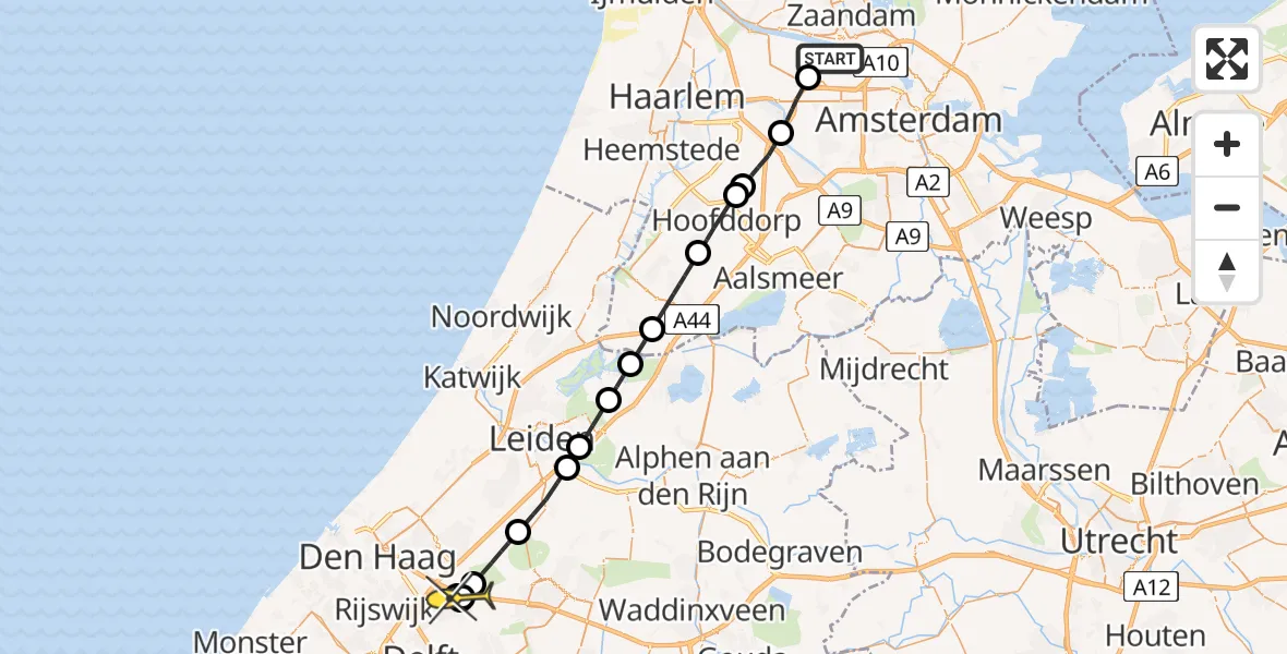 Routekaart van de vlucht: Lifeliner 1 naar Nootdorp, Hornweg