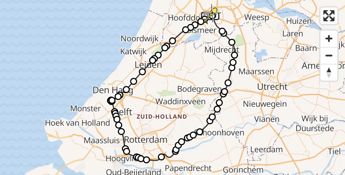 Routekaart van de vlucht: Politieheli naar Schiphol, E.L.T.A. straat