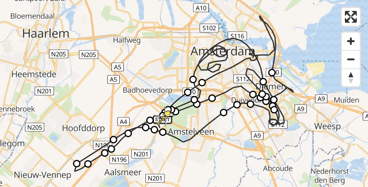 Routekaart van de vlucht: Politieheli naar Schiphol, Thermiekstraat