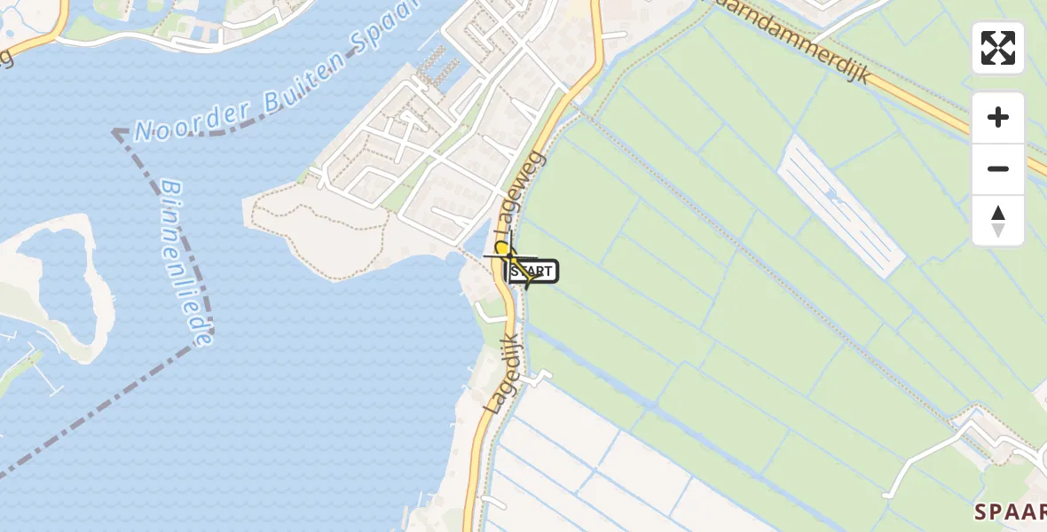 Routekaart van de vlucht: Lifeliner 1 naar Spaarndam, Lageweg