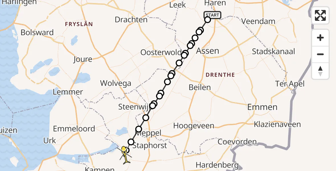 Routekaart van de vlucht: Lifeliner 4 naar Genemuiden, Lugtenbergerweg