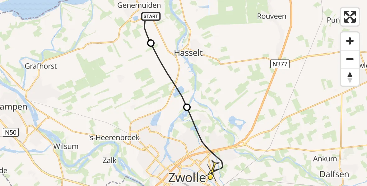 Routekaart van de vlucht: Lifeliner 4 naar Zwolle, Nieuwe Weg