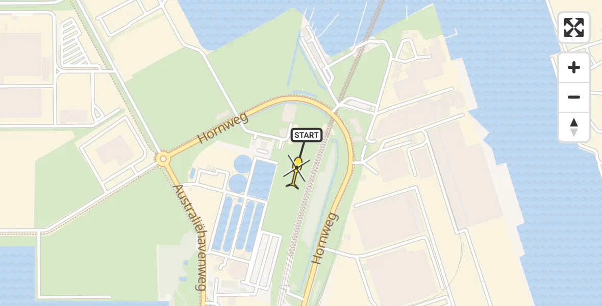 Routekaart van de vlucht: Lifeliner 1 naar Amsterdam Heliport, Hornweg
