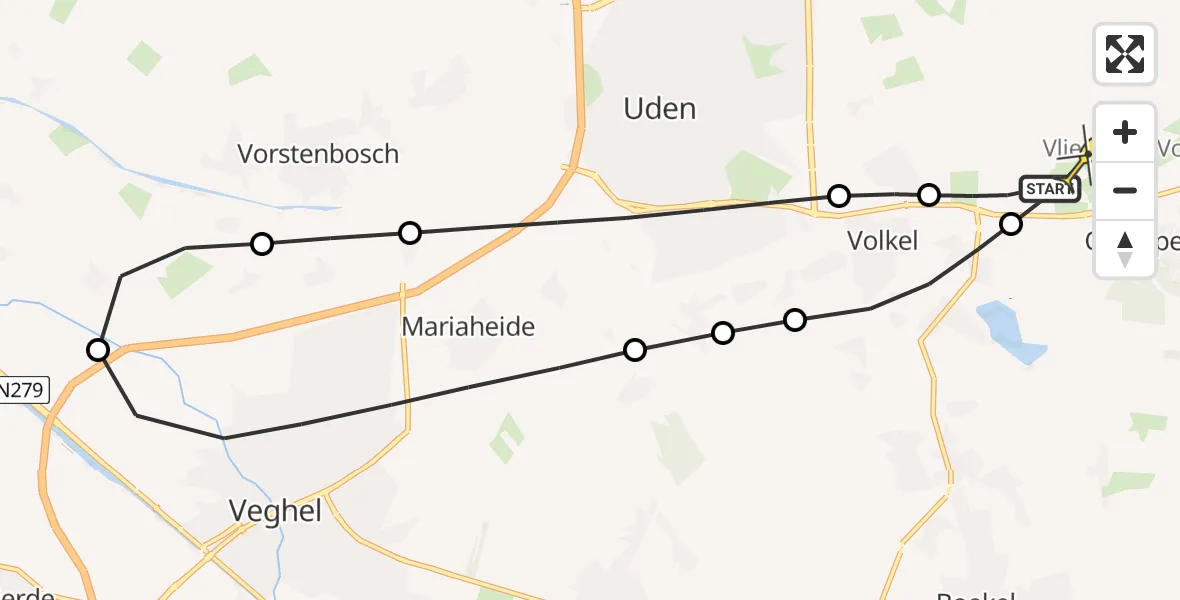 Routekaart van de vlucht: Lifeliner 3 naar Vliegbasis Volkel, Rondweg Volkel