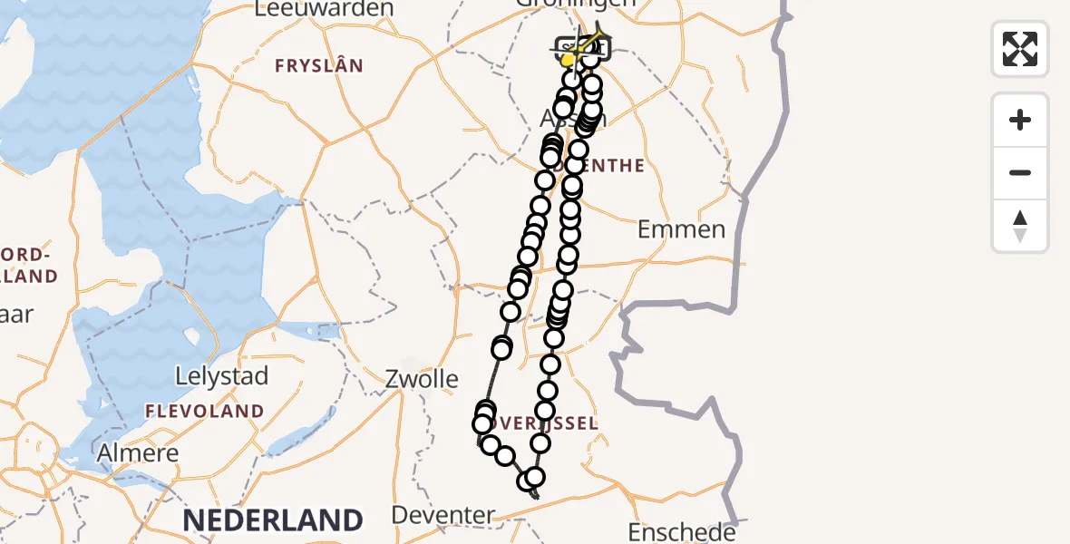 Routekaart van de vlucht: Lifeliner 4 naar Groningen Airport Eelde, Moespot