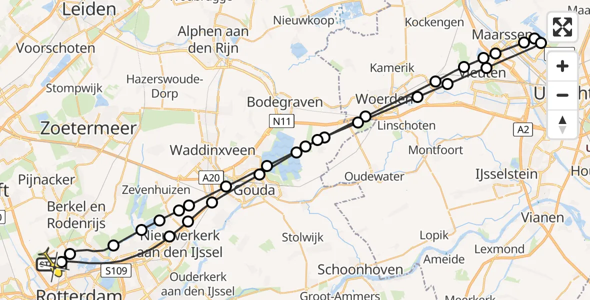 Routekaart van de vlucht: Lifeliner 2 naar Rotterdam The Hague Airport, Brandenburgbaan