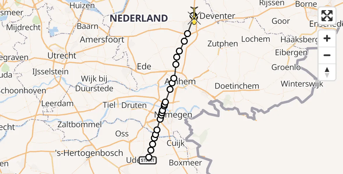Routekaart van de vlucht: Lifeliner 3 naar Beemte Broekland, Millsebaan