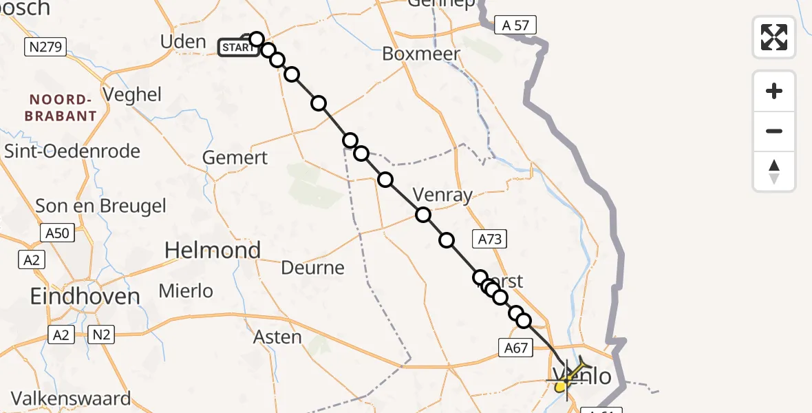 Routekaart van de vlucht: Lifeliner 3 naar Venlo, Zeelandsedijk