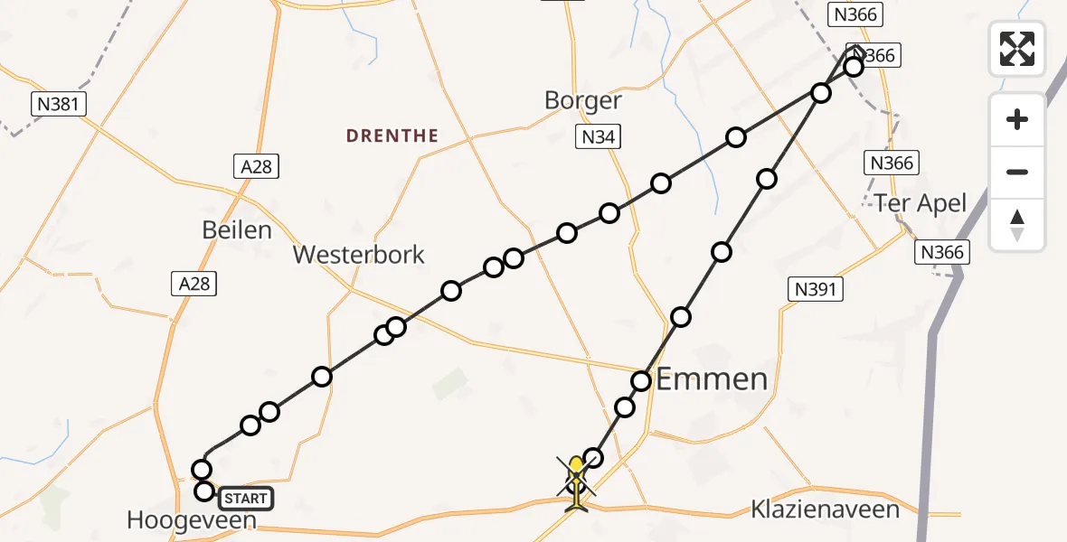 Routekaart van de vlucht: Politiehelikopter naar Holsloot, Industrieweg