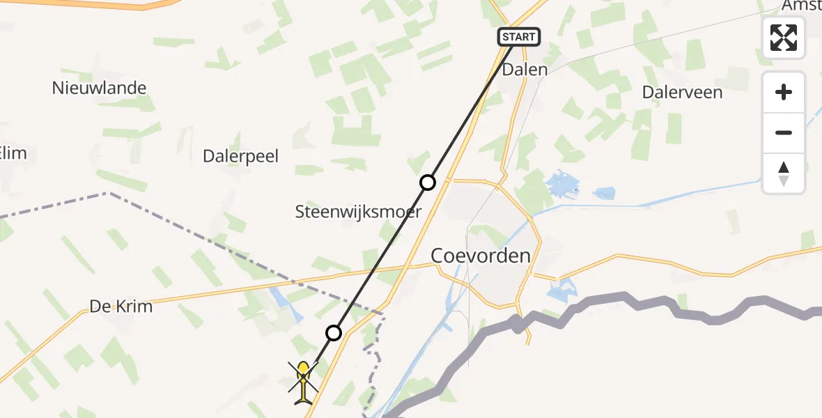 Routekaart van de vlucht: Politiehelikopter naar Holthone, Burgemeester ten Holteweg