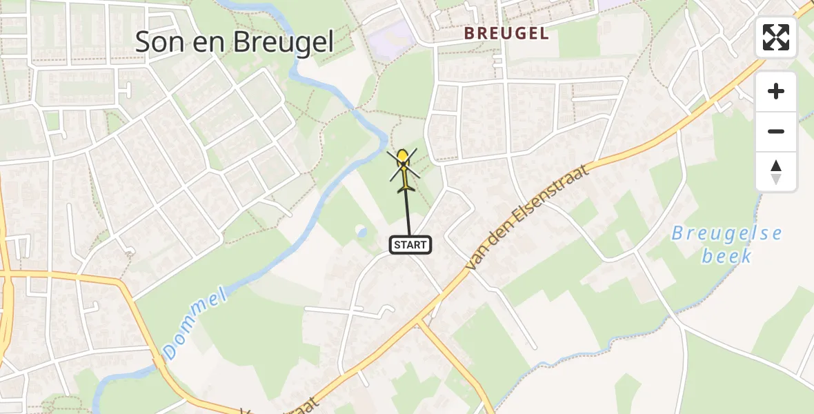 Routekaart van de vlucht: Lifeliner 3 naar Son en Breugel, Sint Isidorusstraat