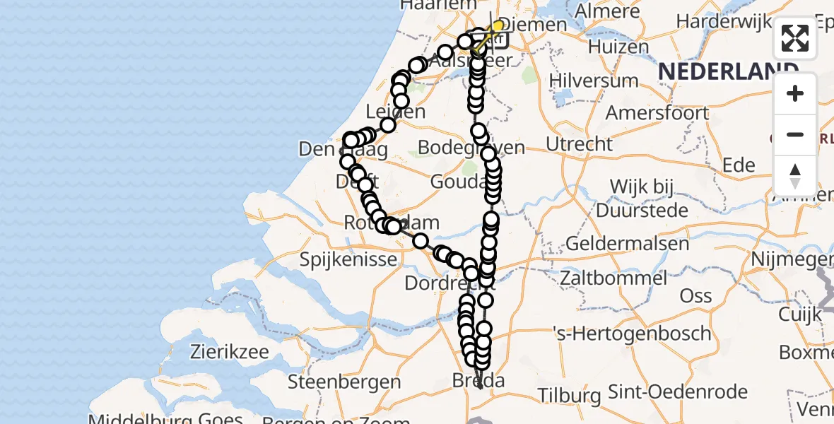 Routekaart van de vlucht: Politieheli naar Schiphol, Loevesteinse Randweg