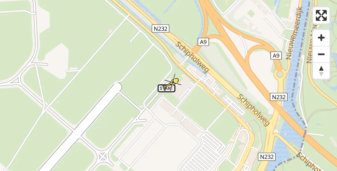 Vluchtroute Politiehelikopter van Schiphol naar Schiphol