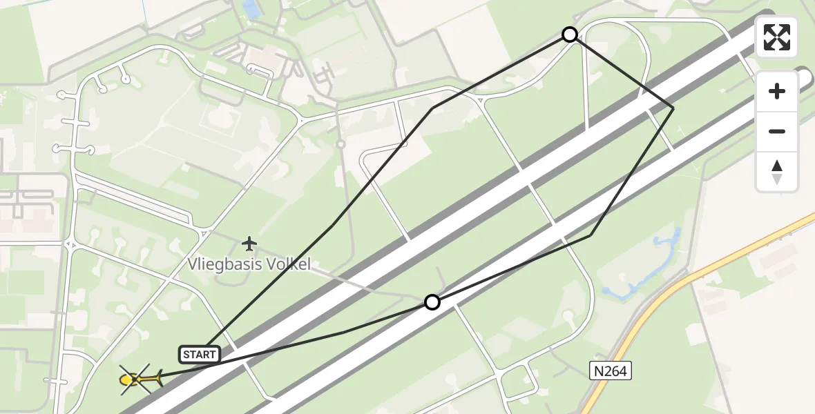 Routekaart van de vlucht: Lifeliner 3 naar Vliegbasis Volkel, Zeelandsedijk