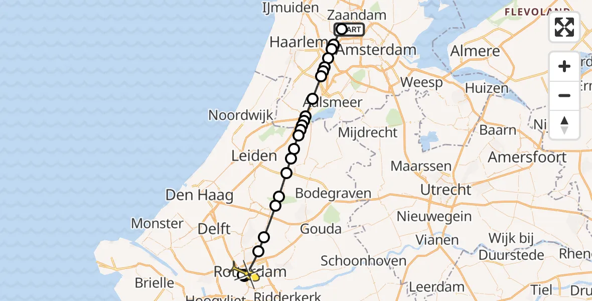 Routekaart van de vlucht: Lifeliner 1 naar Rotterdam, Siciliëweg