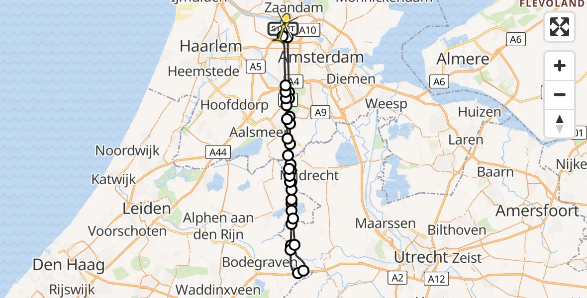 Routekaart van de vlucht: Lifeliner 1 naar Amsterdam Heliport, Elbaweg