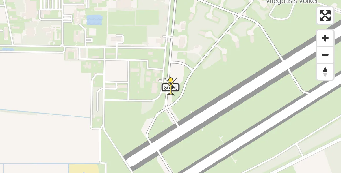 Vluchtroute Politiehelikopter van Vliegbasis Volkel naar Vliegbasis Volkel