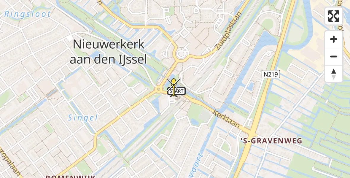 Routekaart van de vlucht: Lifeliner 2 naar Nieuwerkerk aan den IJssel, Kerklaan