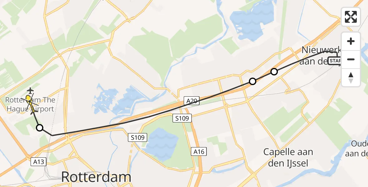 Routekaart van de vlucht: Lifeliner 2 naar Rotterdam The Hague Airport, Vrijheidslaan