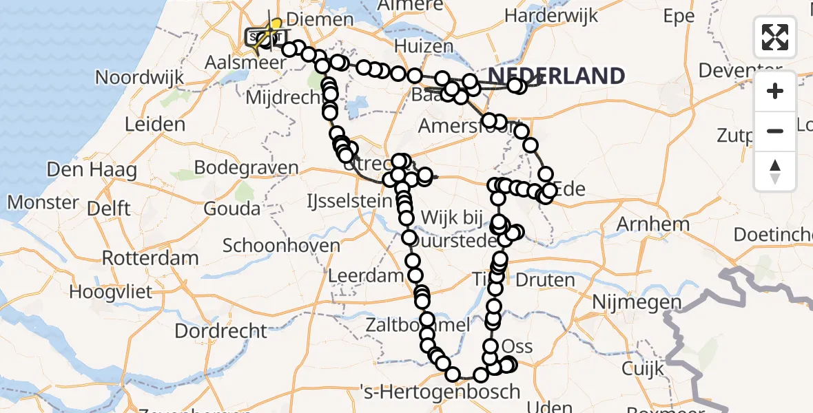 Vluchtroute Politiehelikopter van Schiphol naar Schiphol