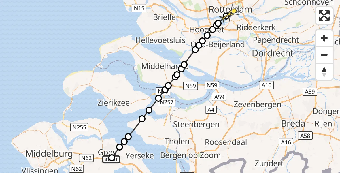 Routekaart van de vlucht: Lifeliner 2 naar Erasmus MC, Patijnweg