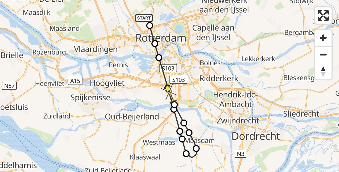 Routekaart van de vlucht: Lifeliner 2 naar Barendrecht, Tempelhof