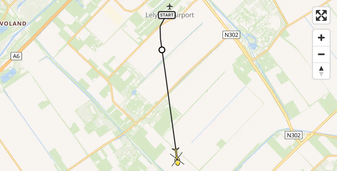 Routekaart van de vlucht: Traumahelikopter naar Lelystad, Talingweg