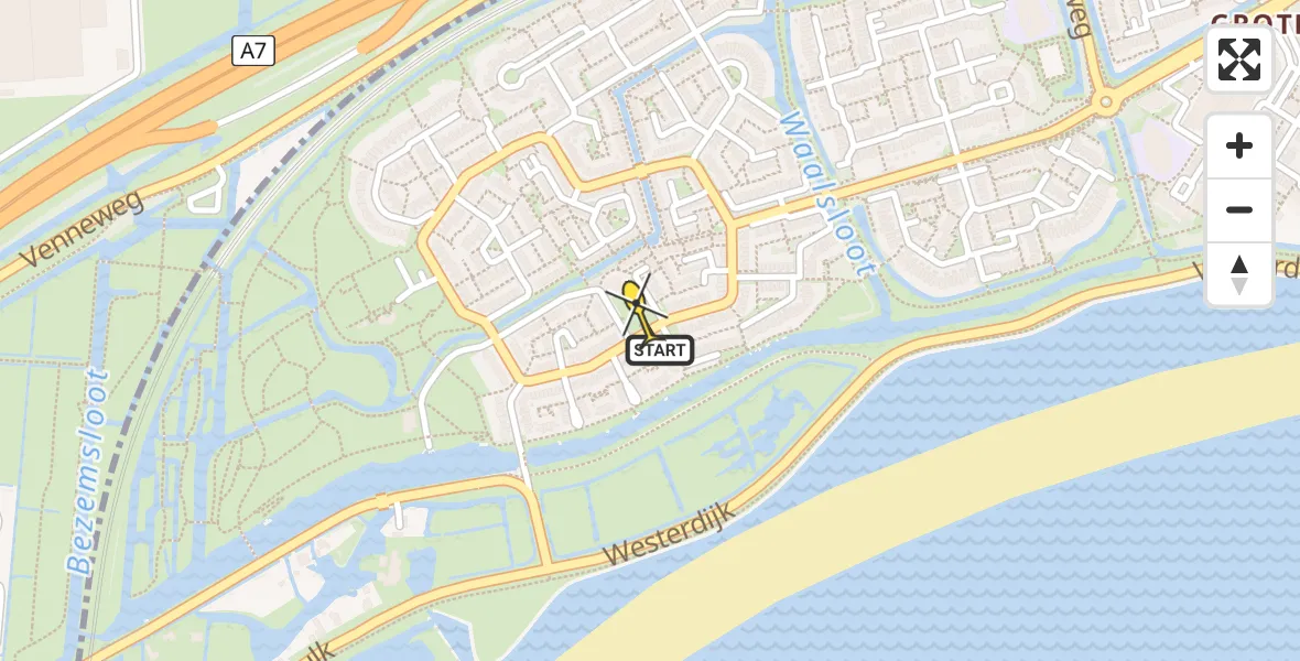 Routekaart van de vlucht: Lifeliner 1 naar Hoorn, Vijzelmolen